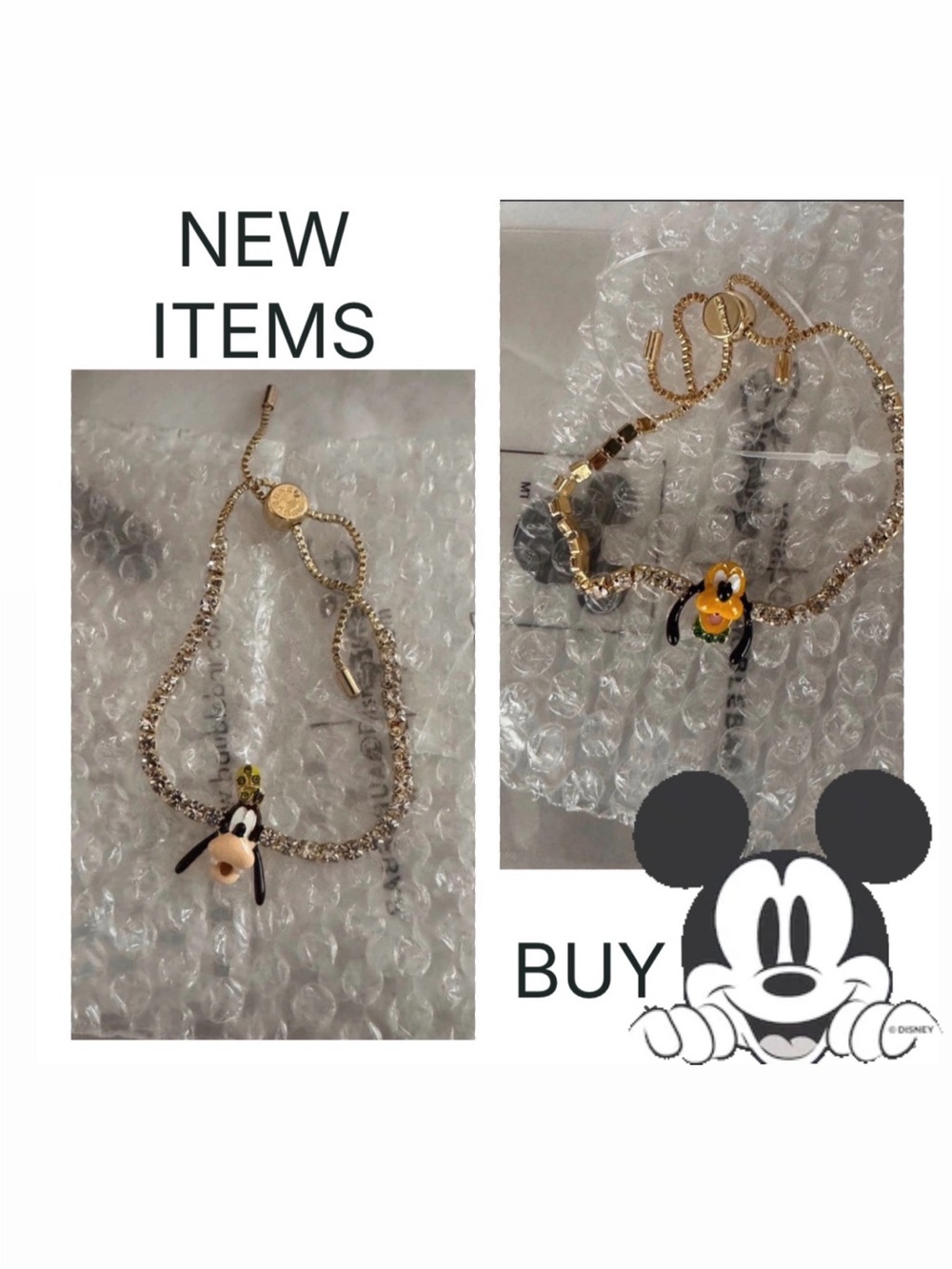 Disney Gold-tone Bracelet with Yellow & Black Character Charm